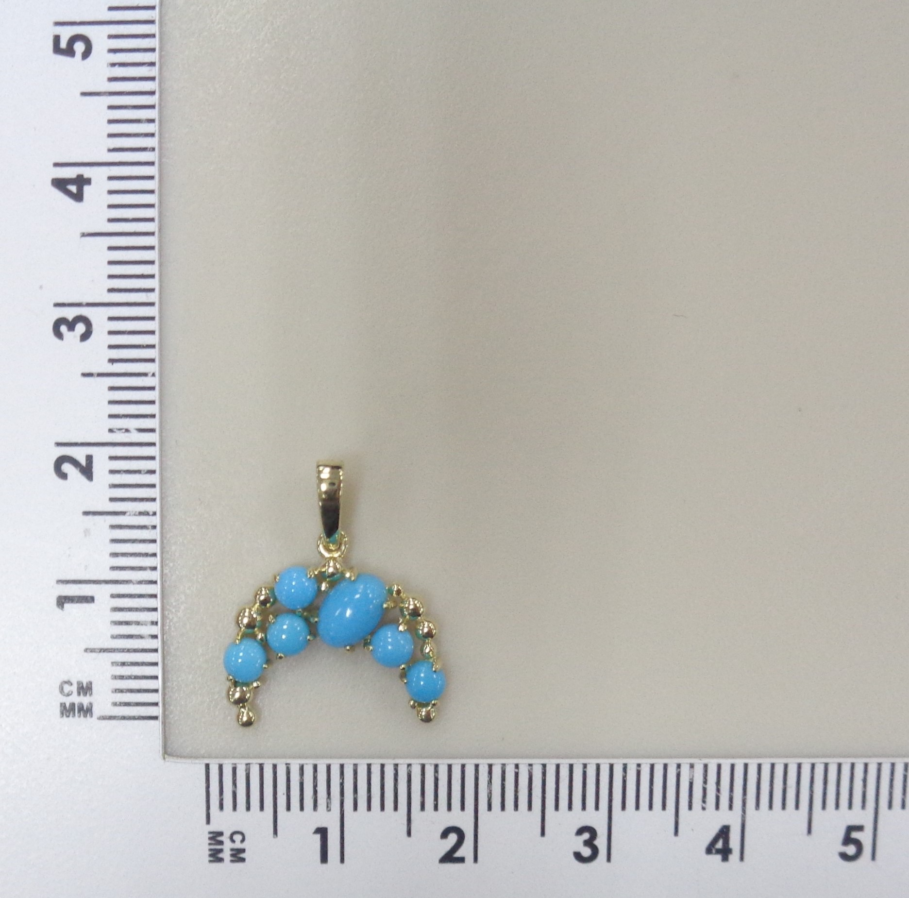 Подвеска из желтого золота с бирюзой "Лунница"